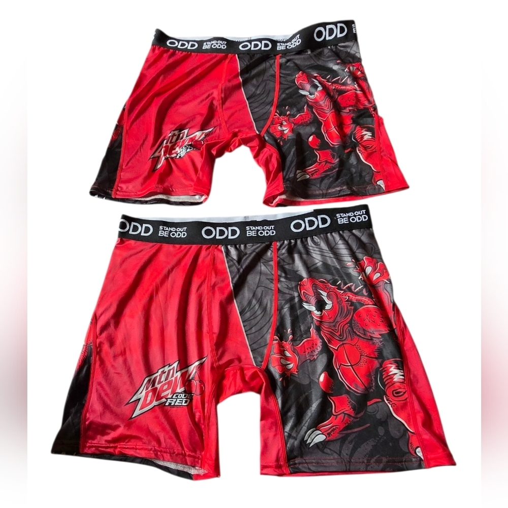 New ODD Red Graphic Men's Boxer Briefs Mtn Dew Size XL
